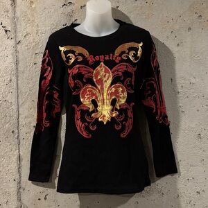 Old Skool Royalty Black and Gold Long Sleeve Tee